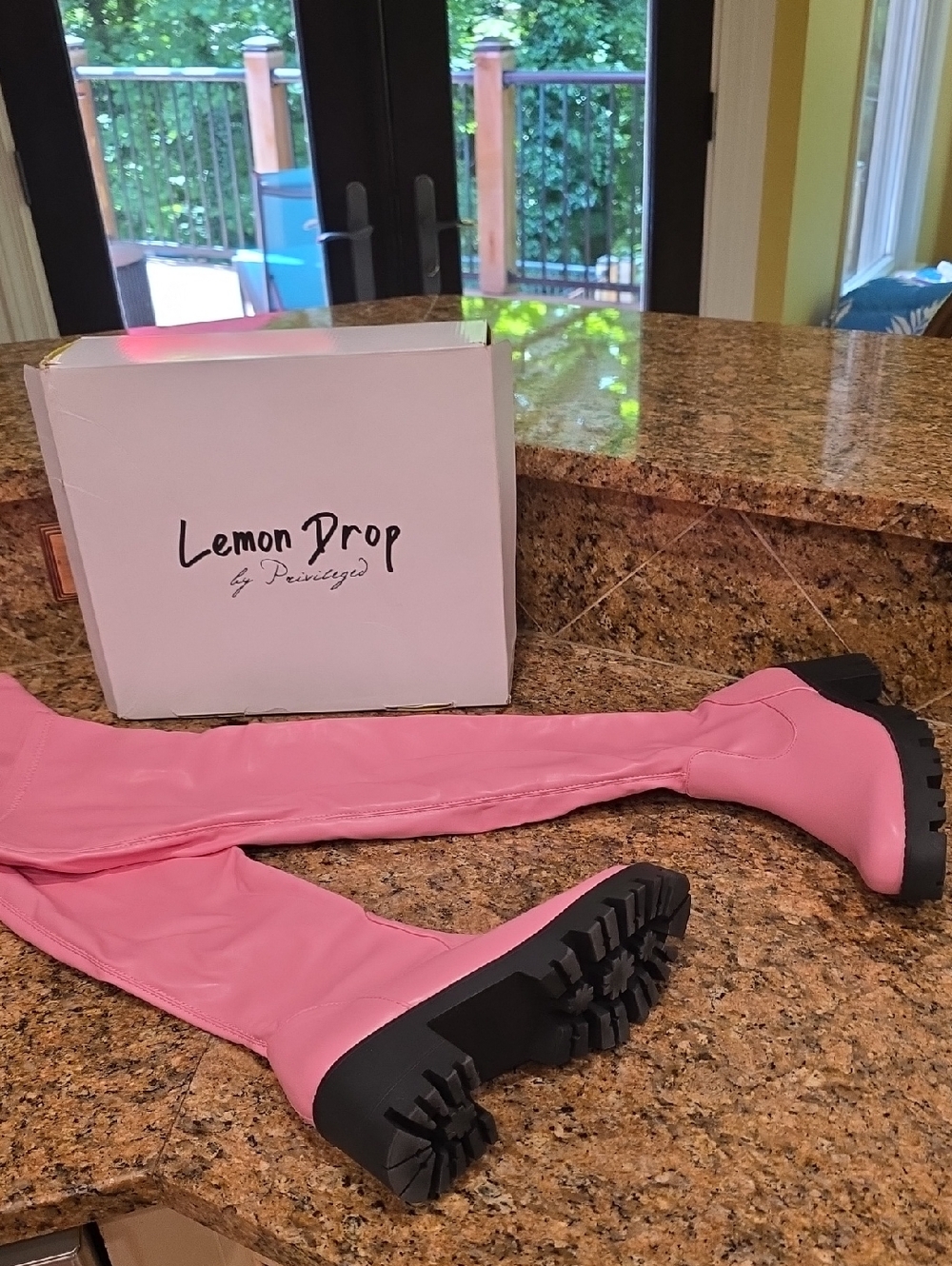 Lemon Drop By Privileged Baby Melissara Pink Thigh High Boots - SZ 9